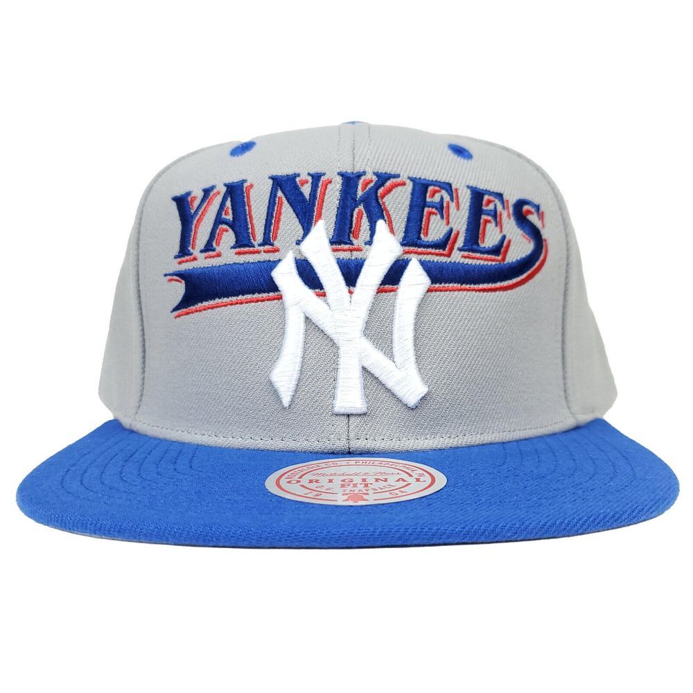 NY Yankees Mitchell & Ness MLB Snapback Hat Cap 3D Logo Gray Blue NWT